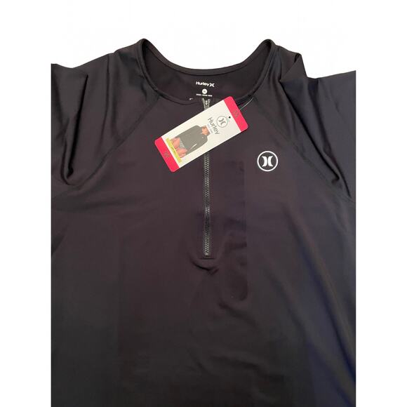 Hurley Rashguard Long Sleeve UPF Swim Top Black Size Medium New with Tags 0514E - Picture 7 of 8